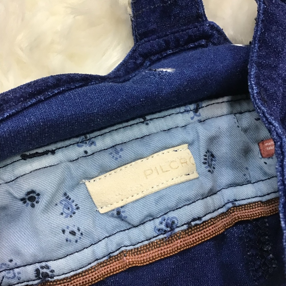 Pilcro Urban The Wanderer Velvet Overalls Jumpsuit Denim Blue 2 Boho Distressed - Picture 6 of 14